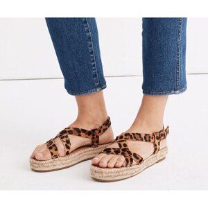 Women's - Madewell The Malia Espadrille Sandal in Leopard Calf Hair, Size 8